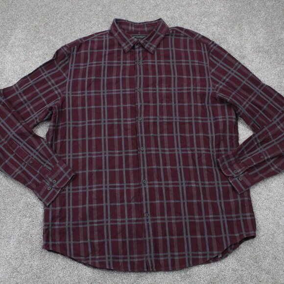 Banana Republic Luxe Flannel Shirt Adult XL Red Camden Fit Cotton L/S Button Up - Picture 1 of 13